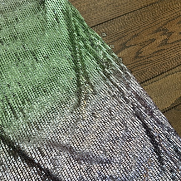 NWT LoveShackFancy Grand Scoop Neck Ombre Sequin Maxi Dress Lilac Leaves Mermaid - Picture 3 of 8